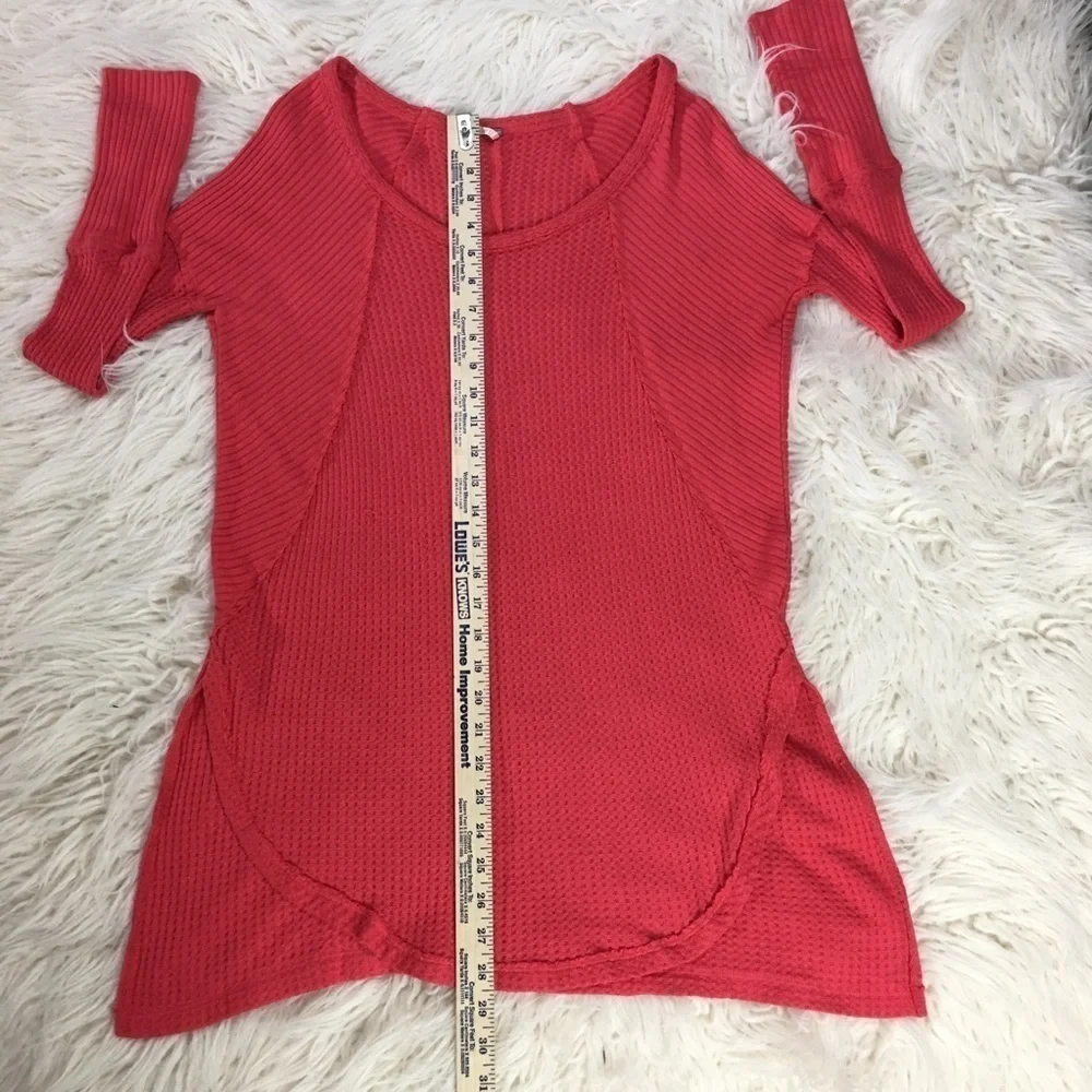 Free People Long Sleeve Tunic Top | Ribbed Thermal Knit · Boho Slouchy Layering